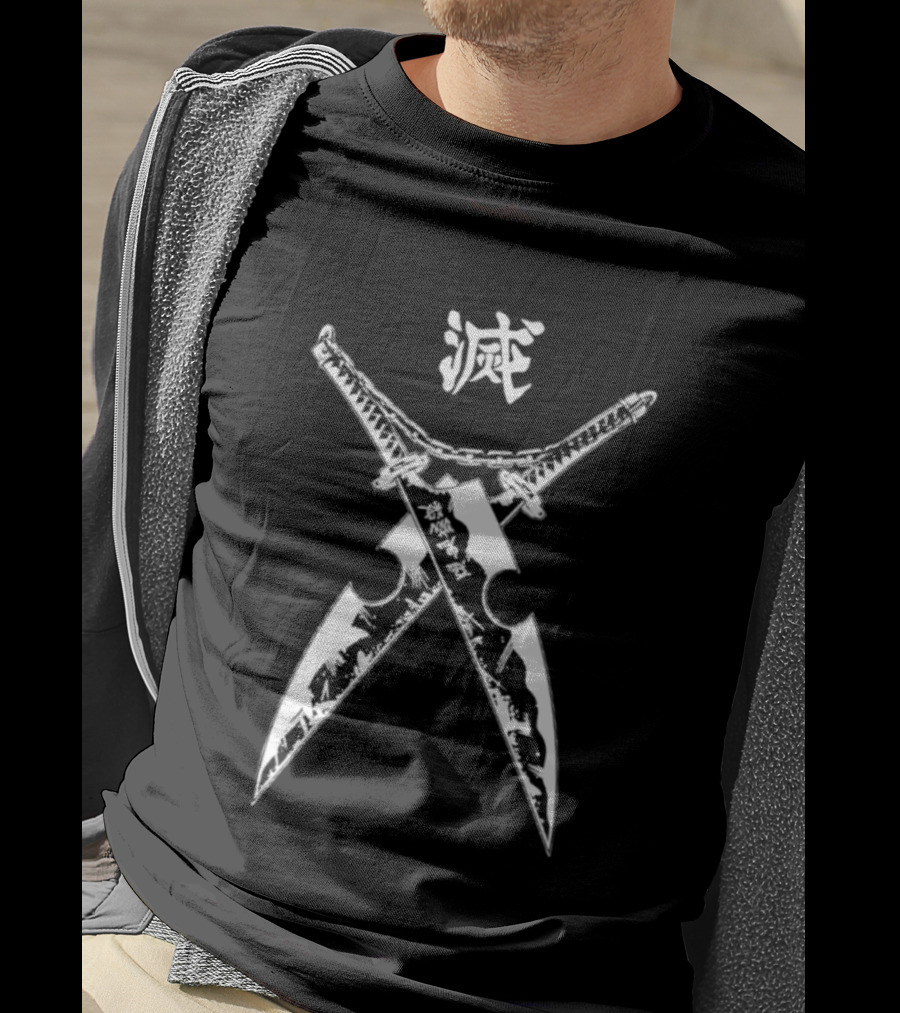 Tengen Uzui Demon Slayer Crossed Twin Blades Kanji T-Shirt