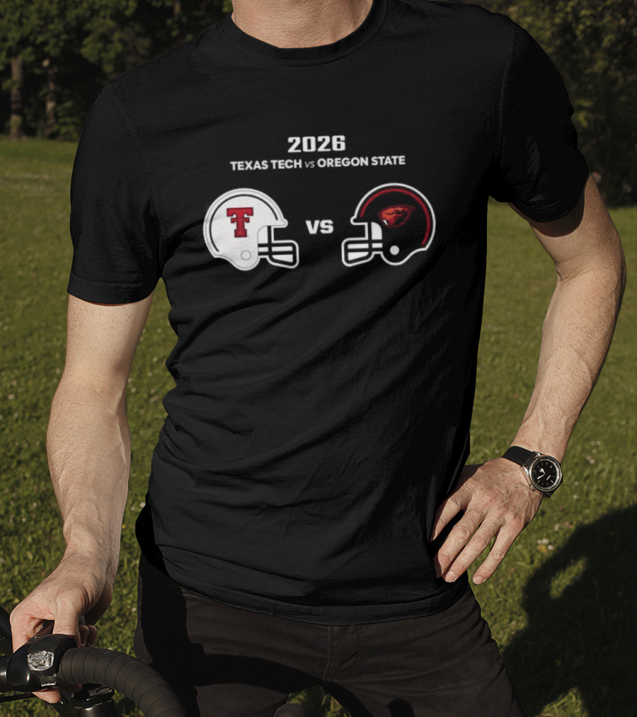 2026 Texas Tech Vs Oregon State Football Matchup Helmets T-Shirt