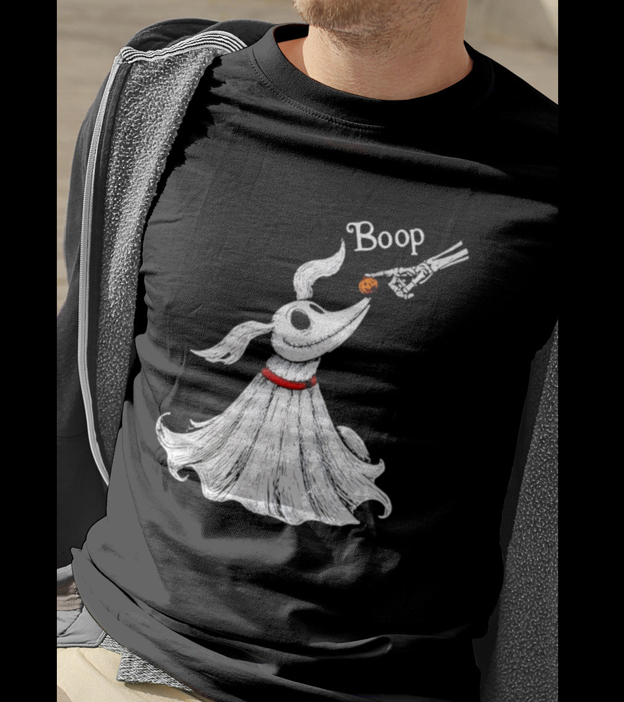 Zero Dog Boop Halloween Skeleton Hand Ghost Dog Pumpkin Nose T-Shirt