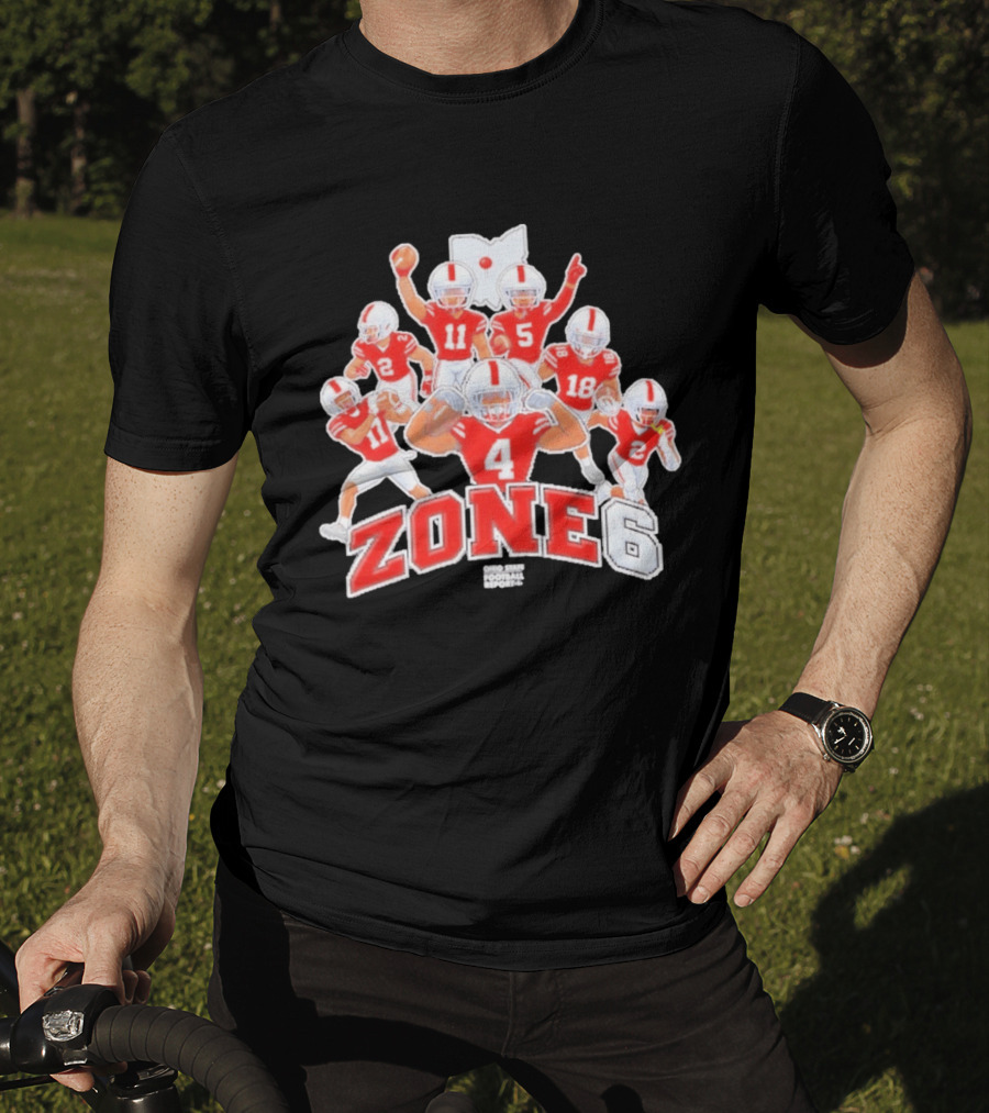 Zone 6 Ohio State Buckeyes Football Players Pose With State T-Shirt