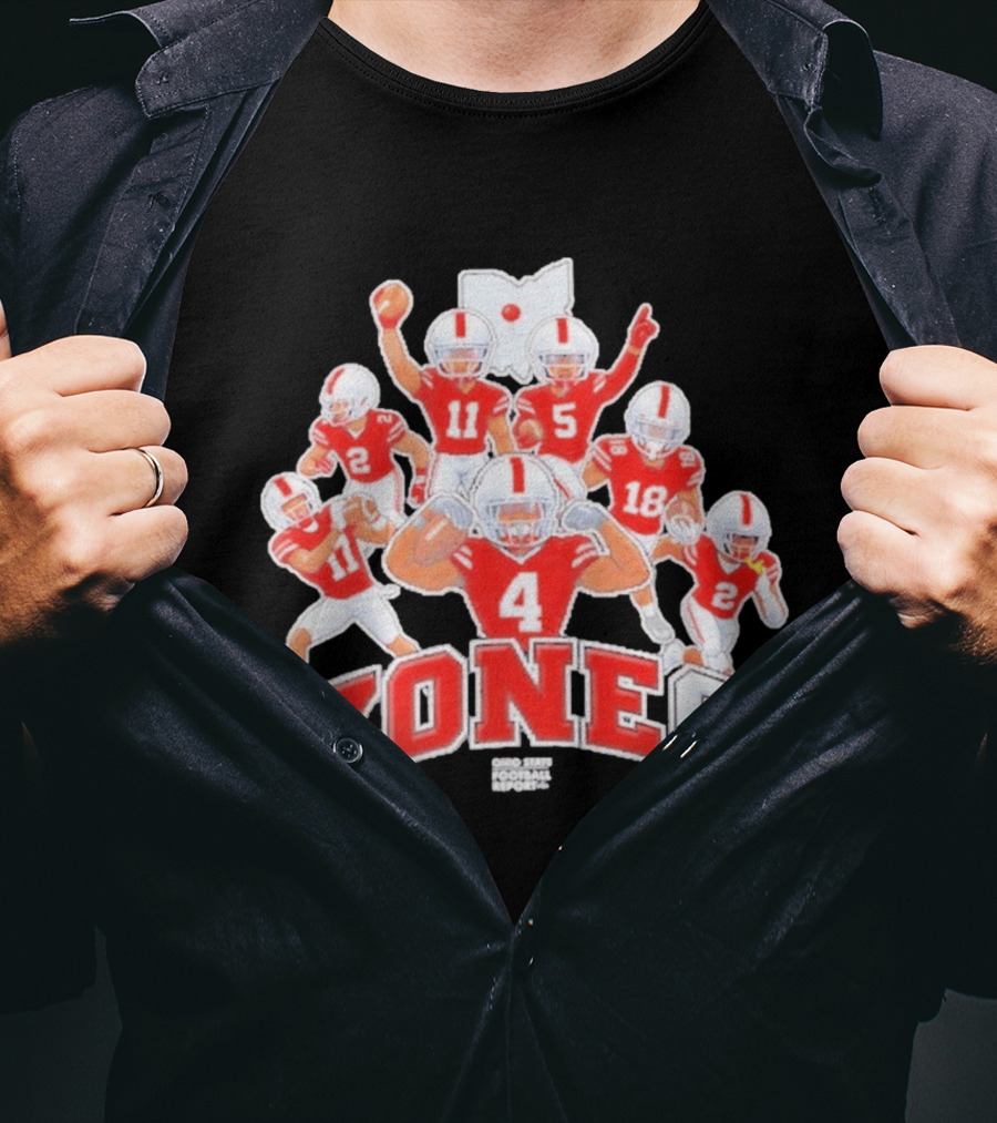 Zone 6 Ohio State Buckeyes Football Players Pose With State T-Shirt