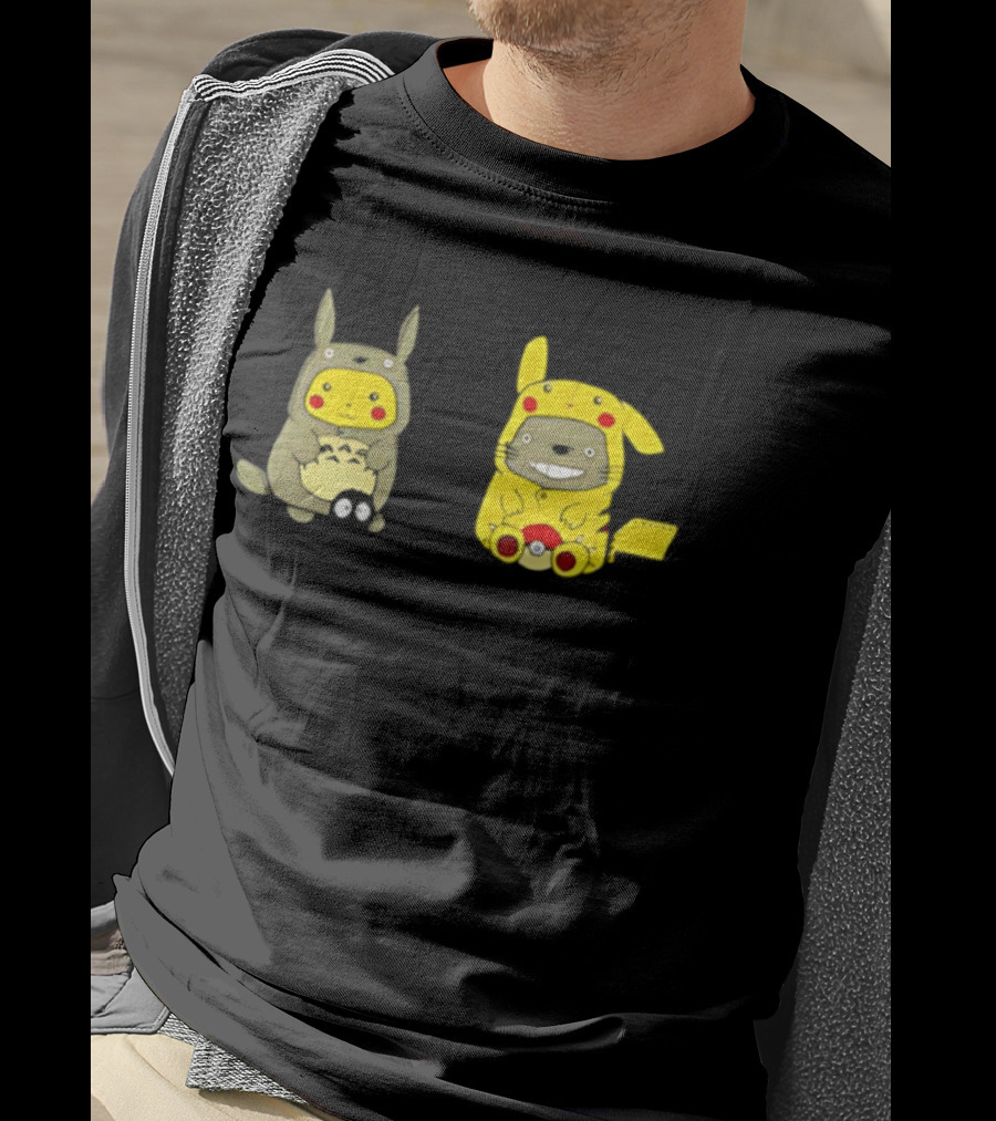 Pikachu Pokémon My Neighbor Totoro Studio Ghibli Crossover Characters T-Shirt