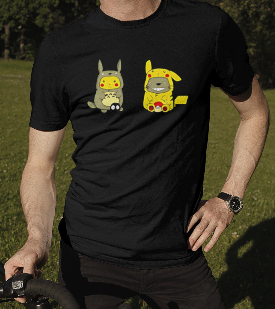 Pikachu Pokémon My Neighbor Totoro Studio Ghibli Crossover Characters T-Shirt