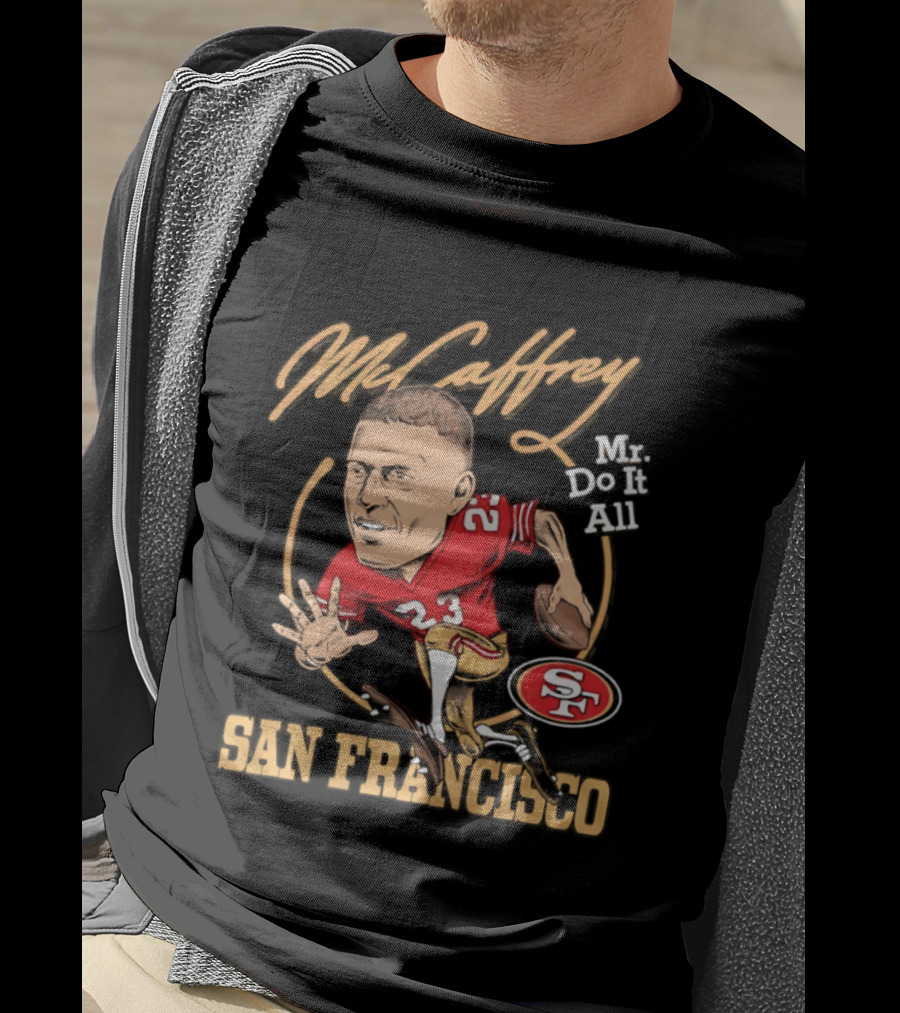 Christian McCaffrey 23 Mr Do It All San Francisco Football Caricature T-Shirt