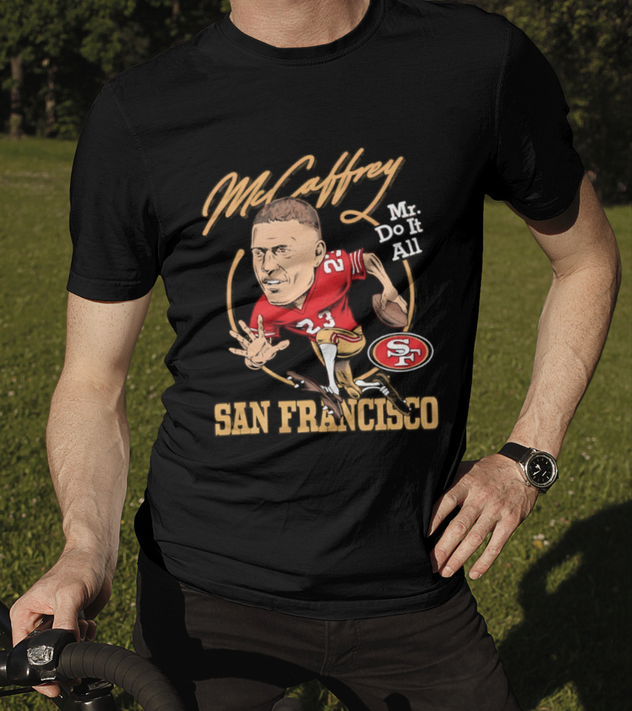 Christian McCaffrey 23 Mr Do It All San Francisco Football Caricature T-Shirt