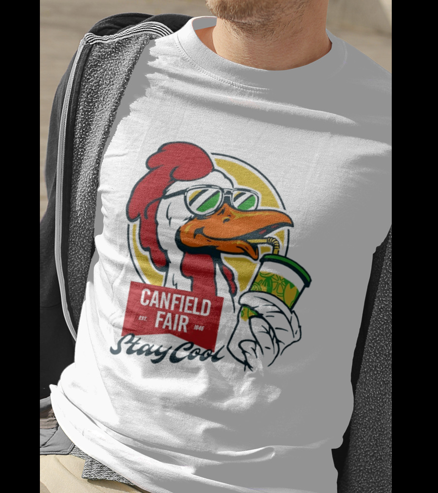 Canfield Fair Stay Cool Rooster Drinking Lemonade T-Shirt