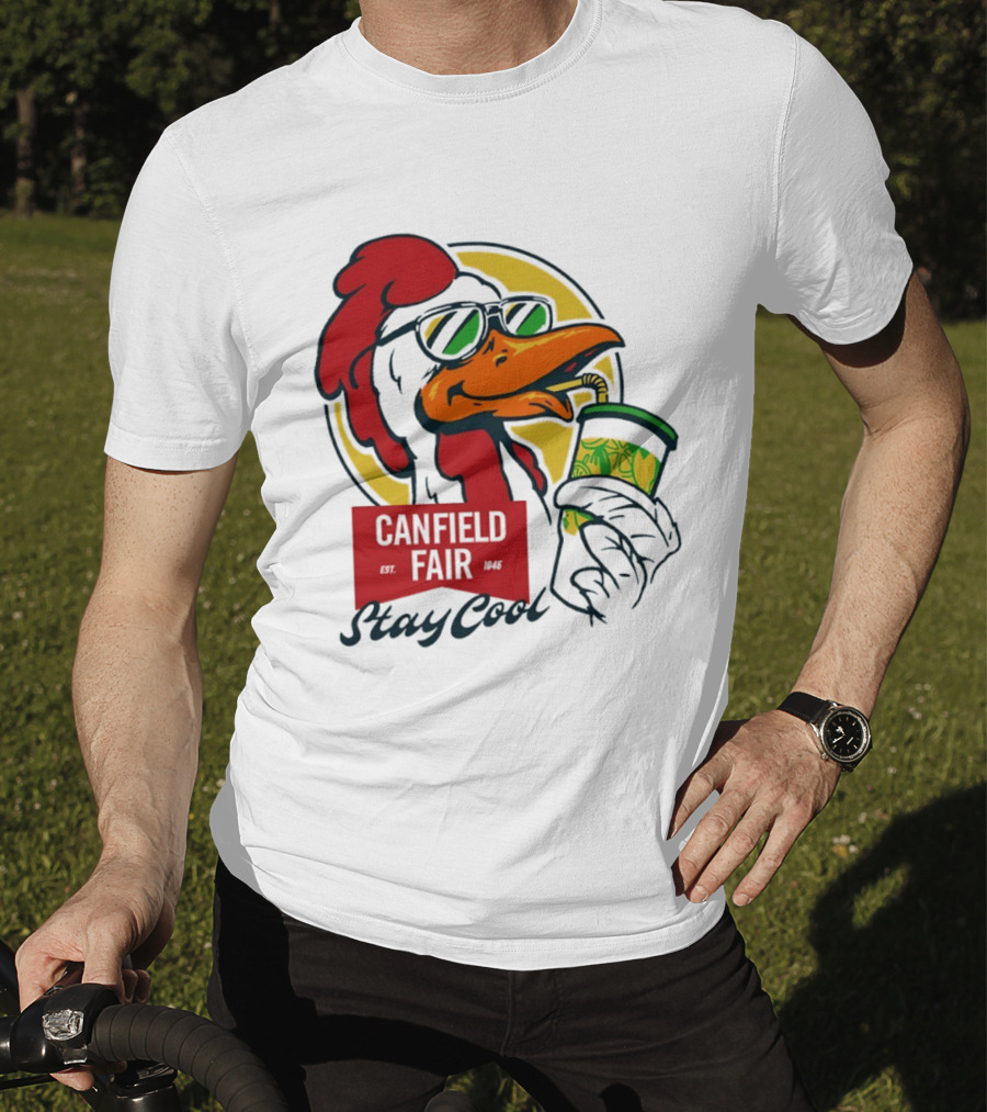 Canfield Fair Stay Cool Rooster Drinking Lemonade T-Shirt