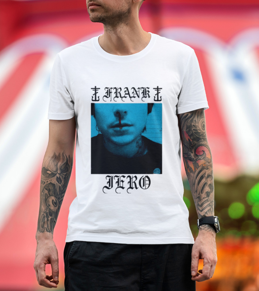 FRANK IERO Bloody Nose Blue White T-Shirt