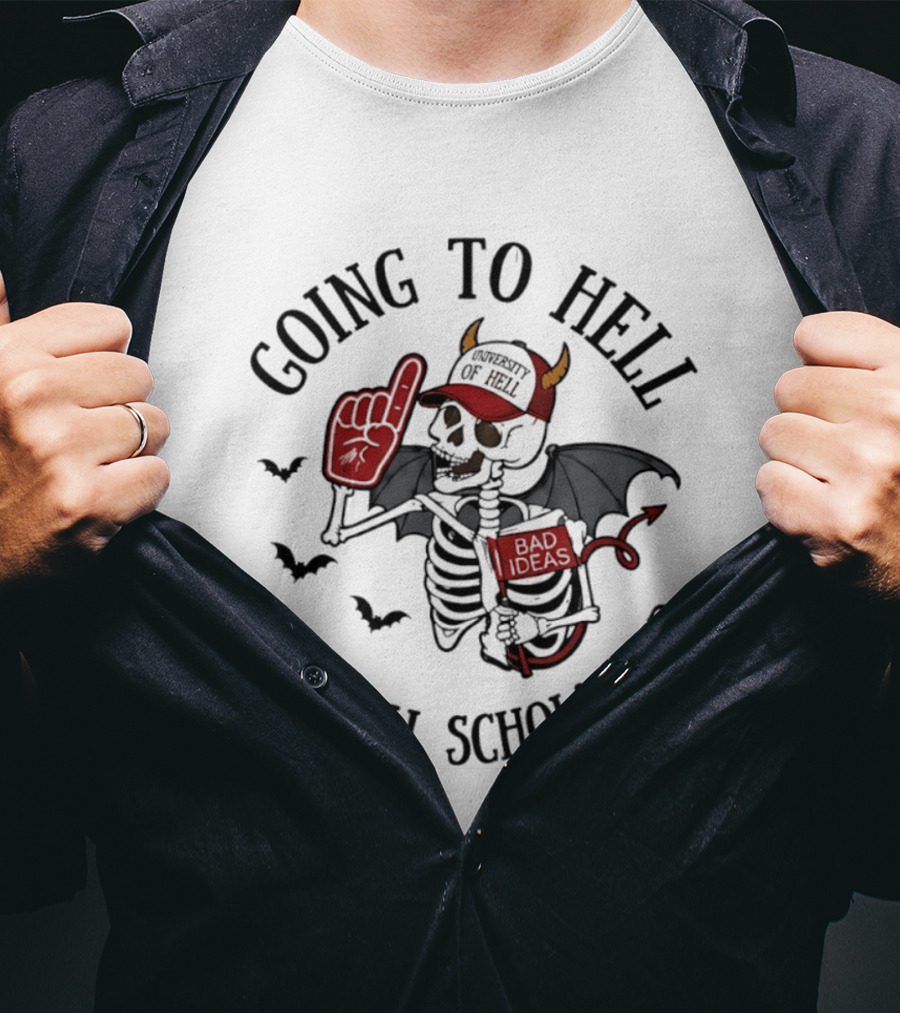 Going To Hell On A Full Scholarship Skeleton Devil Halloween T-Shirt