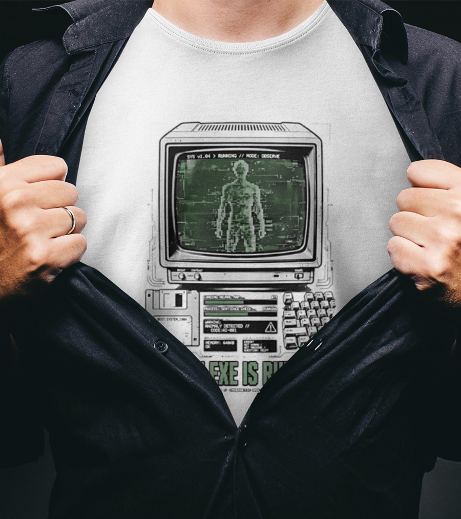 Human Exe Is Running AI Vintage Computer Terminal Display T-Shirt