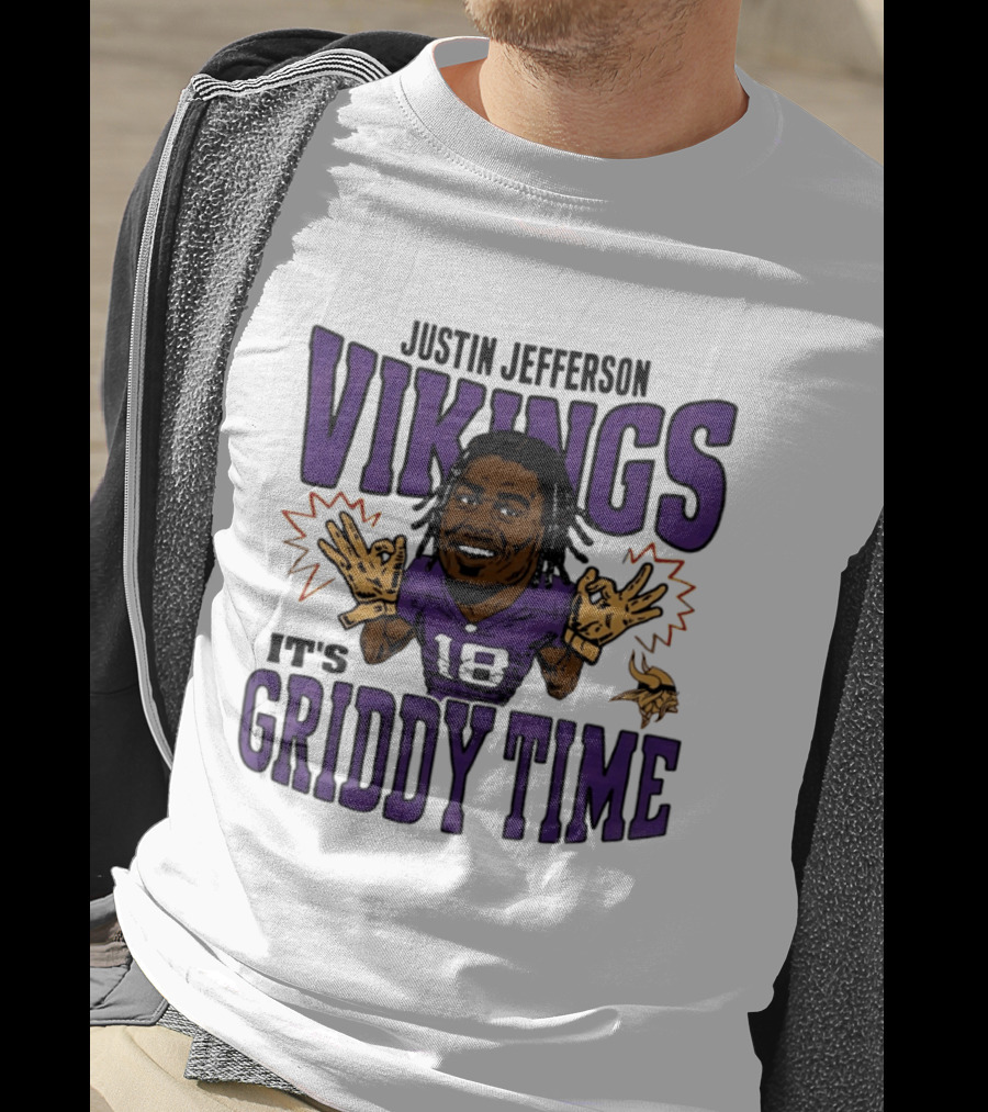 Minnesota Vikings Justin Jefferson It's Griddy Time Caricature T-Shirt