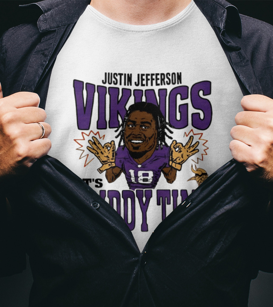 Minnesota Vikings Justin Jefferson It's Griddy Time Caricature T-Shirt