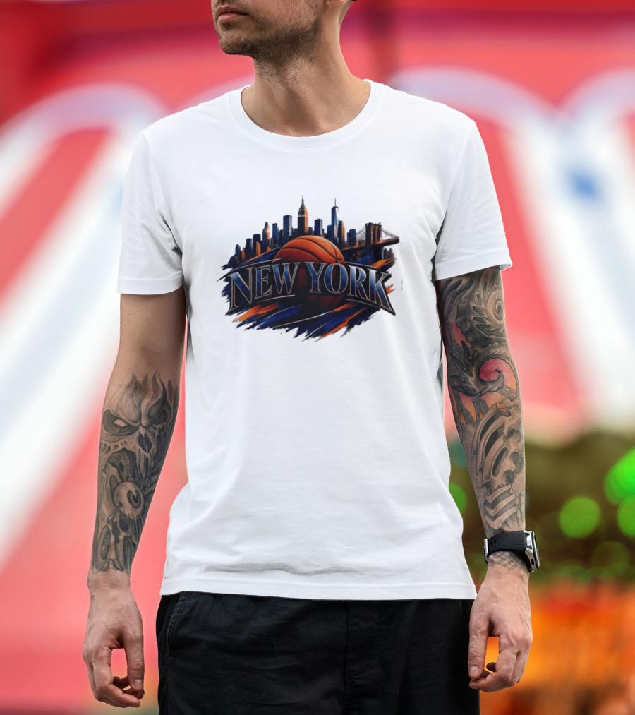 New York Basketball Skyline Cityscape T-Shirt