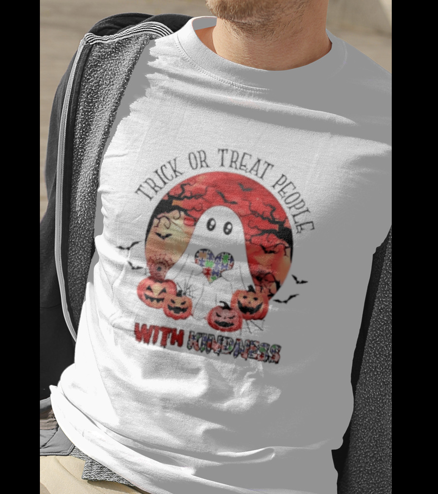 Trick Or Treat People With Kindness Autism Awareness Halloween Ghost Pumpkins T-Shirt