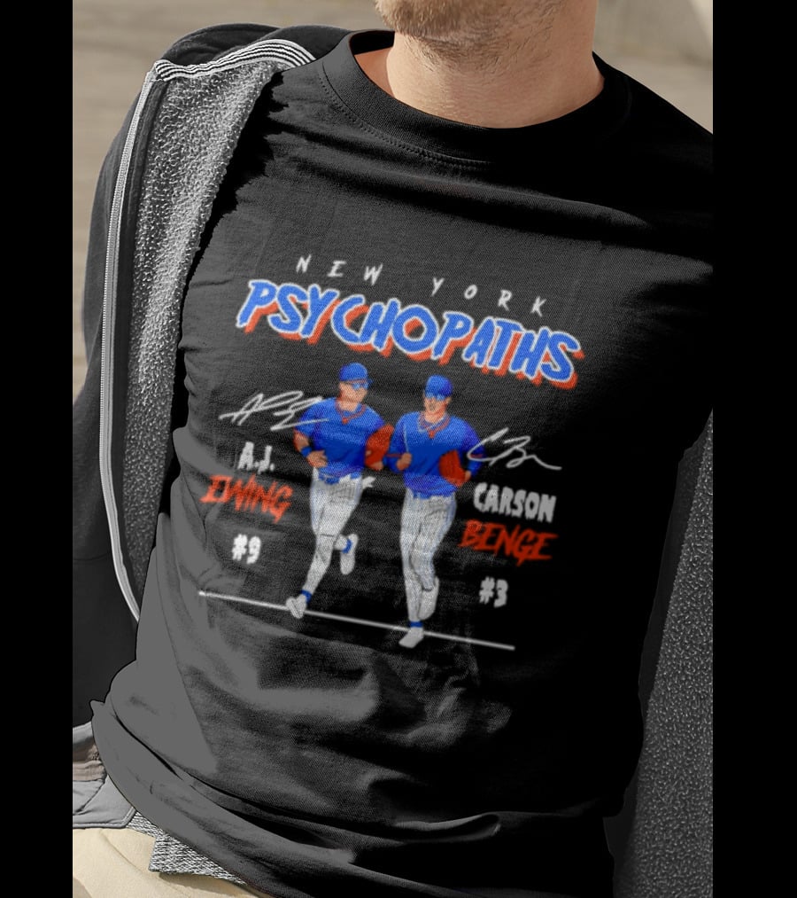 New York Psychopaths AJ Ewing Carson Benge Mets T-Shirt