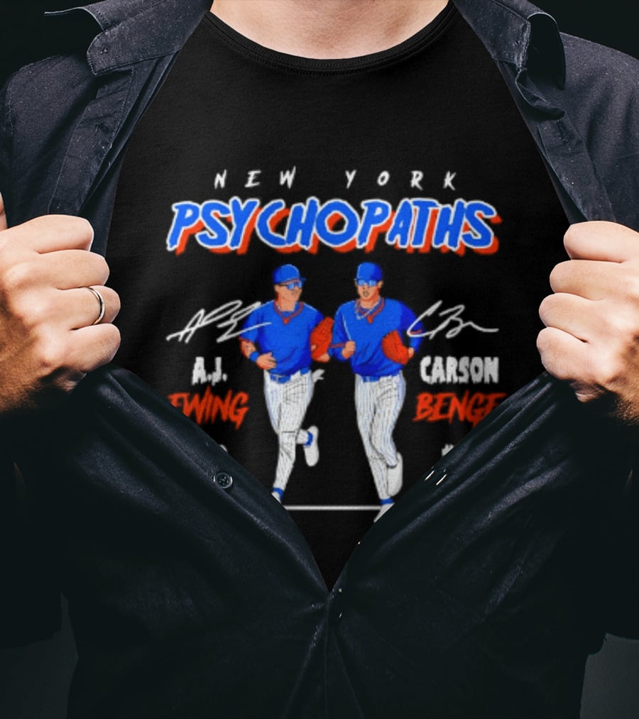 New York Psychopaths AJ Ewing Carson Benge Mets T-Shirt