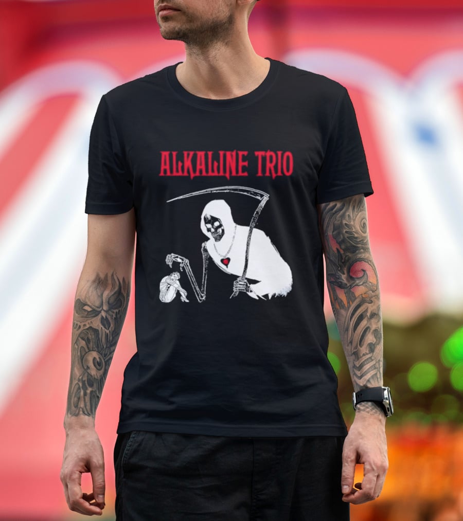 Alkaline Trio Grim Reaper Scythe Heart Skeleton T-Shirt