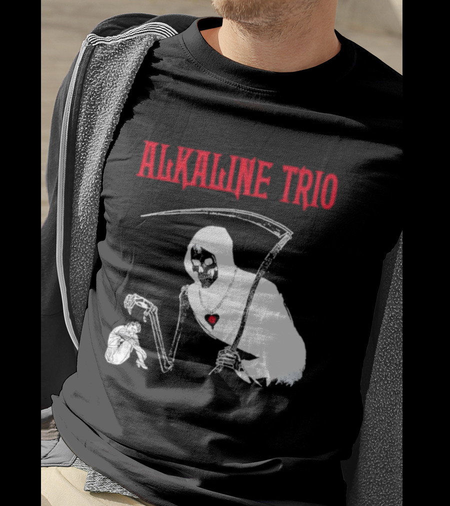Alkaline Trio Grim Reaper Scythe Heart Skeleton T-Shirt
