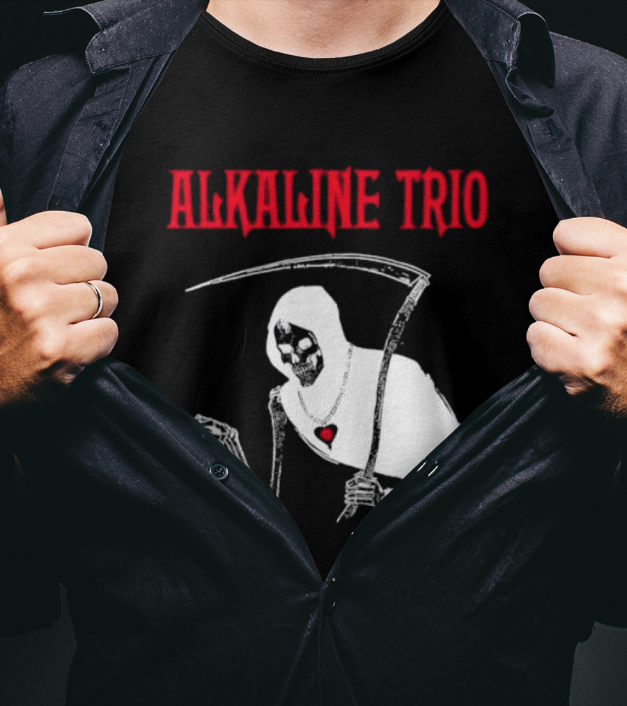 Alkaline Trio Grim Reaper Scythe Heart Skeleton T-Shirt