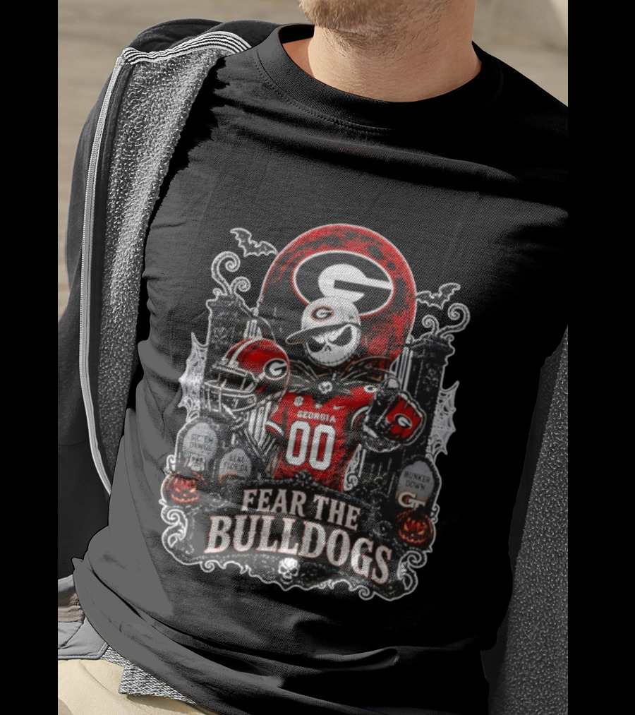Fear The Bulldogs Georgia Jack Skellington Halloween 2026 Sic 'Em Dawgs Beat Florida Hunker Down T-Shirt