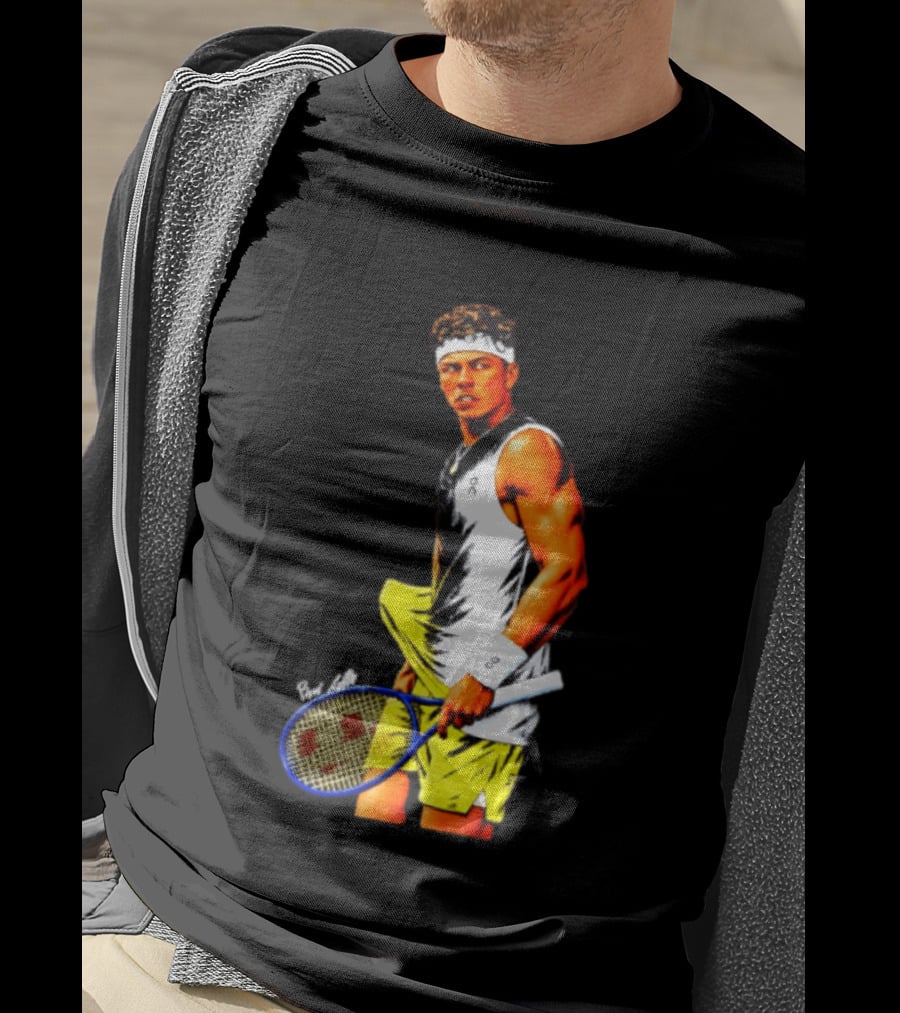 Ben Shelton Tennis Player 2026 Cartoon With Headband And Racket T-Shirt