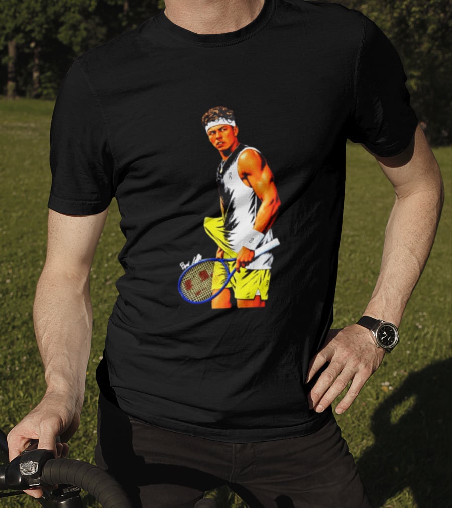 Ben Shelton Tennis Player 2026 Cartoon With Headband And Racket T-Shirt