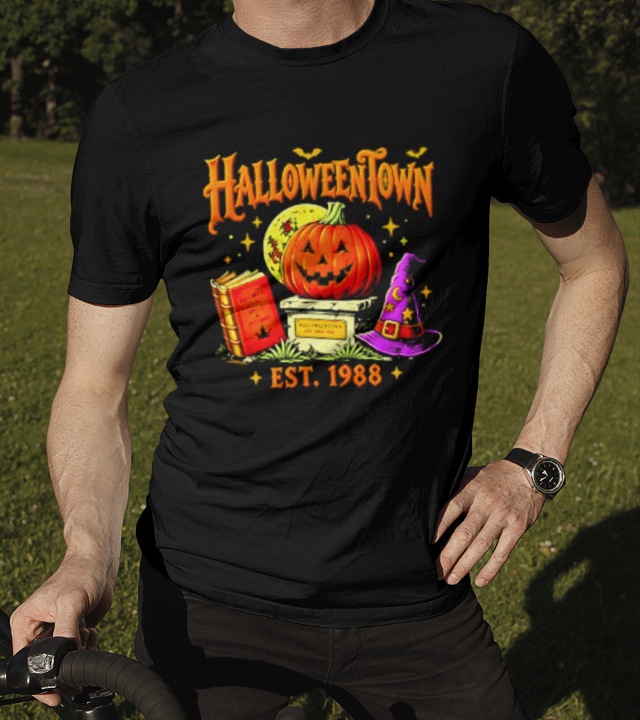 Halloweentown Est 1988 Magic Spells And Potions Pumpkin Witch Hat Book T-Shirt