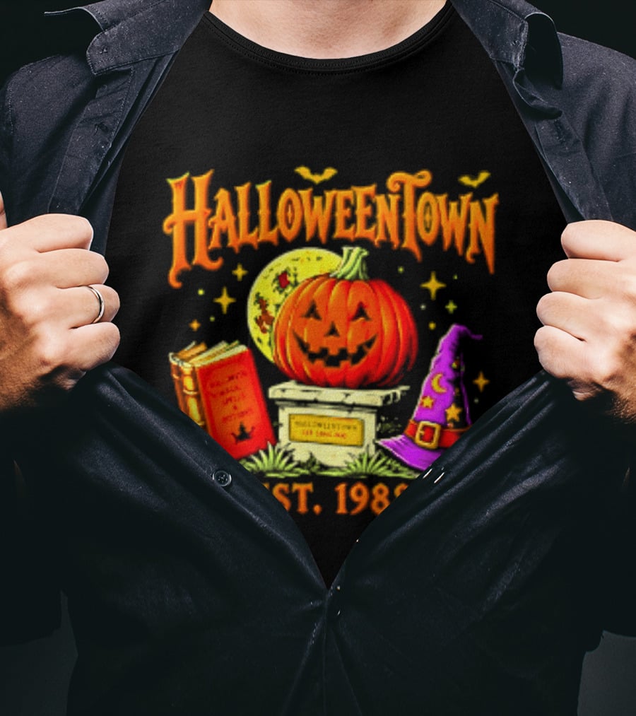 Halloweentown Est 1988 Magic Spells And Potions Pumpkin Witch Hat Book T-Shirt