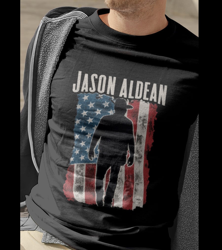 Jason Aldean Tour 2026 American Flag Cowboy T-Shirt