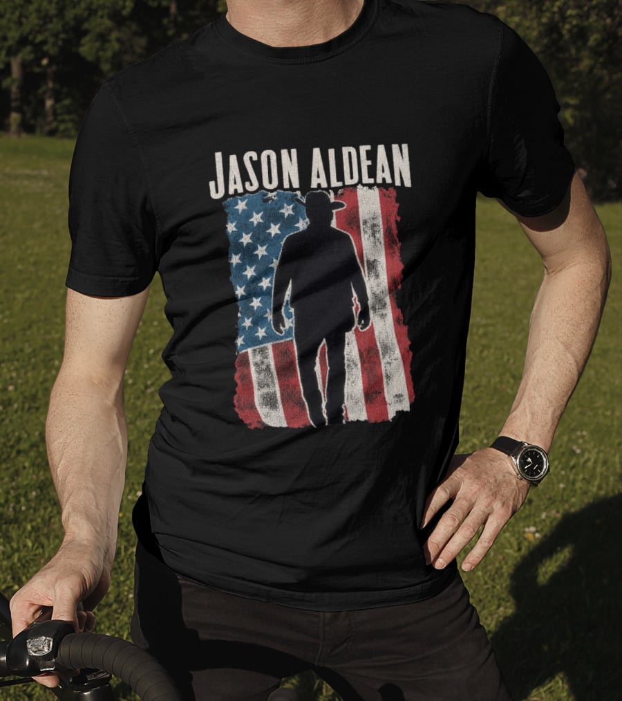 Jason Aldean Tour 2026 American Flag Cowboy T-Shirt