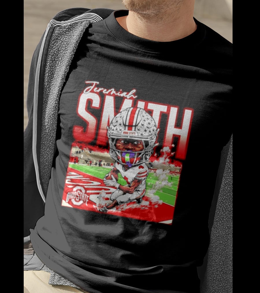 Jeremiah Smith Ohio State Buckeyes NCAA Player Running Caricature T-Shirt