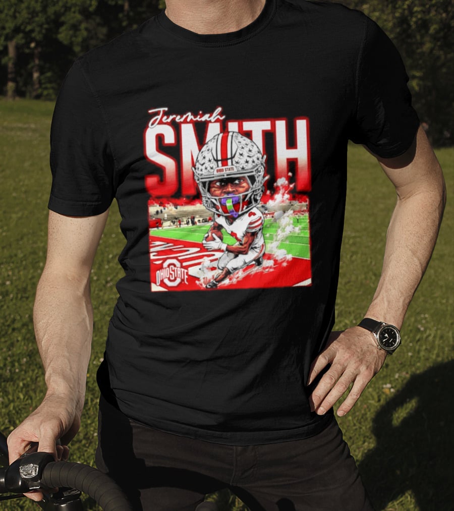 Jeremiah Smith Ohio State Buckeyes NCAA Player Running Caricature T-Shirt