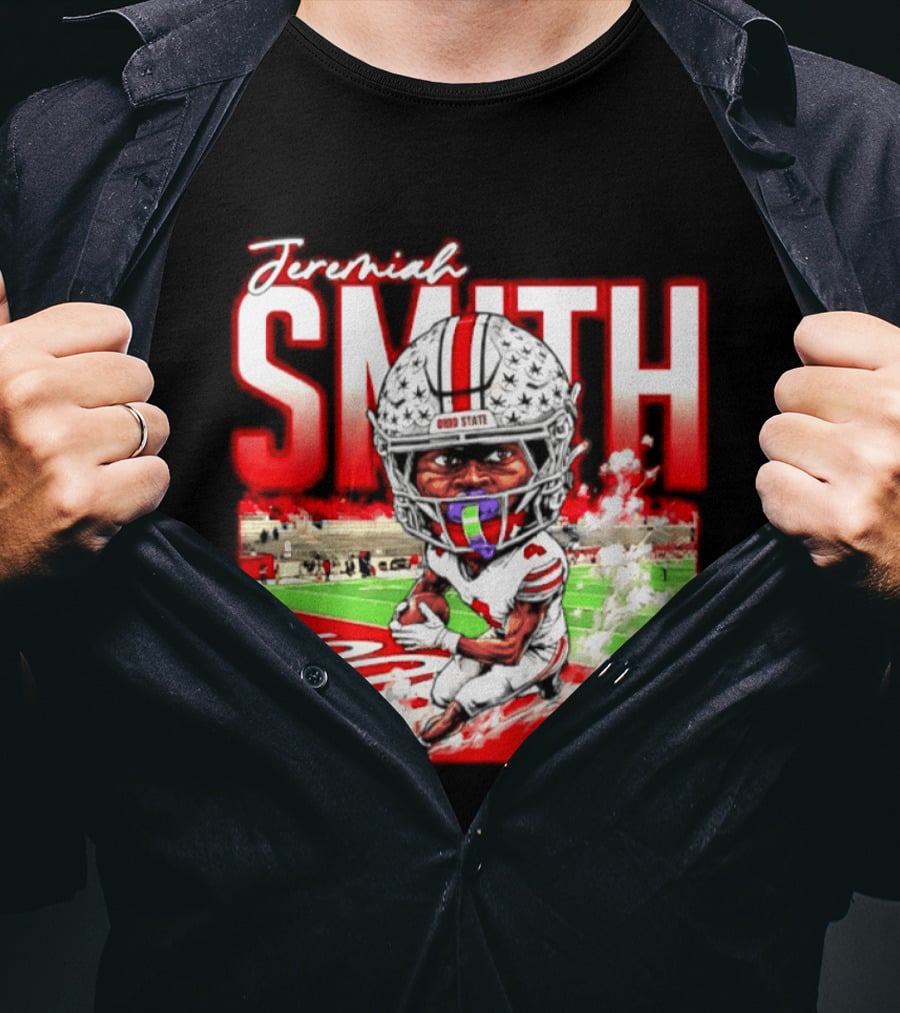 Jeremiah Smith Ohio State Buckeyes NCAA Player Running Caricature T-Shirt