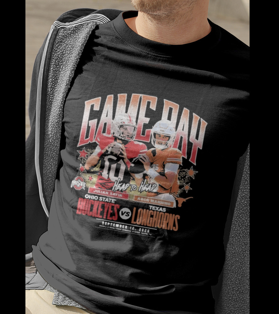 Ohio State Buckeyes Vs Texas Longhorns Julian Sayin Arch Manning Gameday September 12 2026 T-Shirt