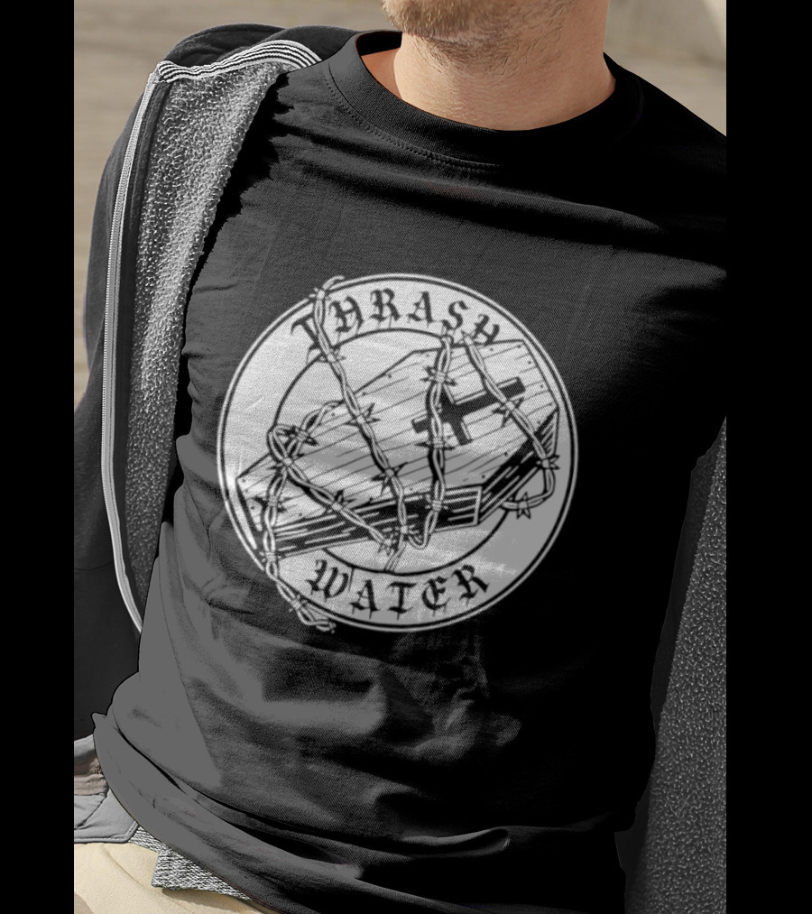 Thrash Water Coffin Barbed Wire Hardcore Punk Circle T-Shirt