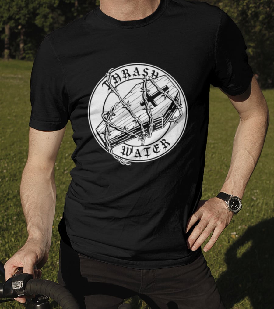 Thrash Water Coffin Barbed Wire Hardcore Punk Circle T-Shirt
