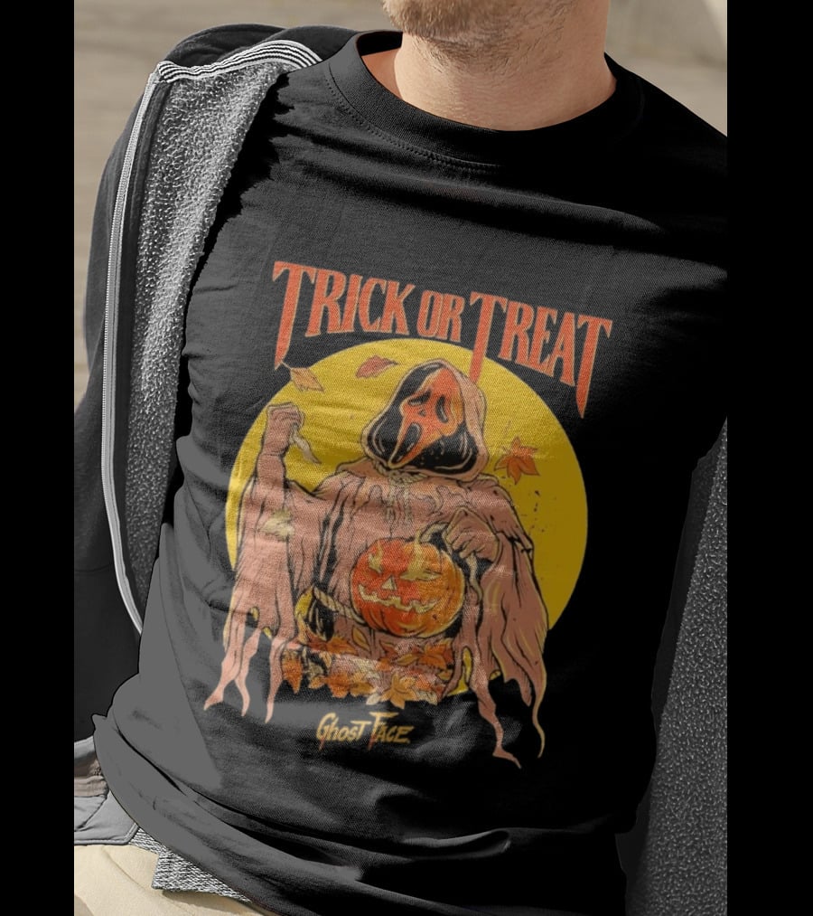 Trick Or Treat Ghost Face Pumpkin Cavity Colors Halloween T-Shirt