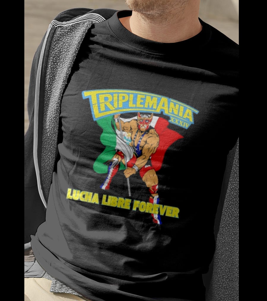 Triplemania XXXIV Lucha Libre Forever Wrestler Mexican Flag T-Shirt