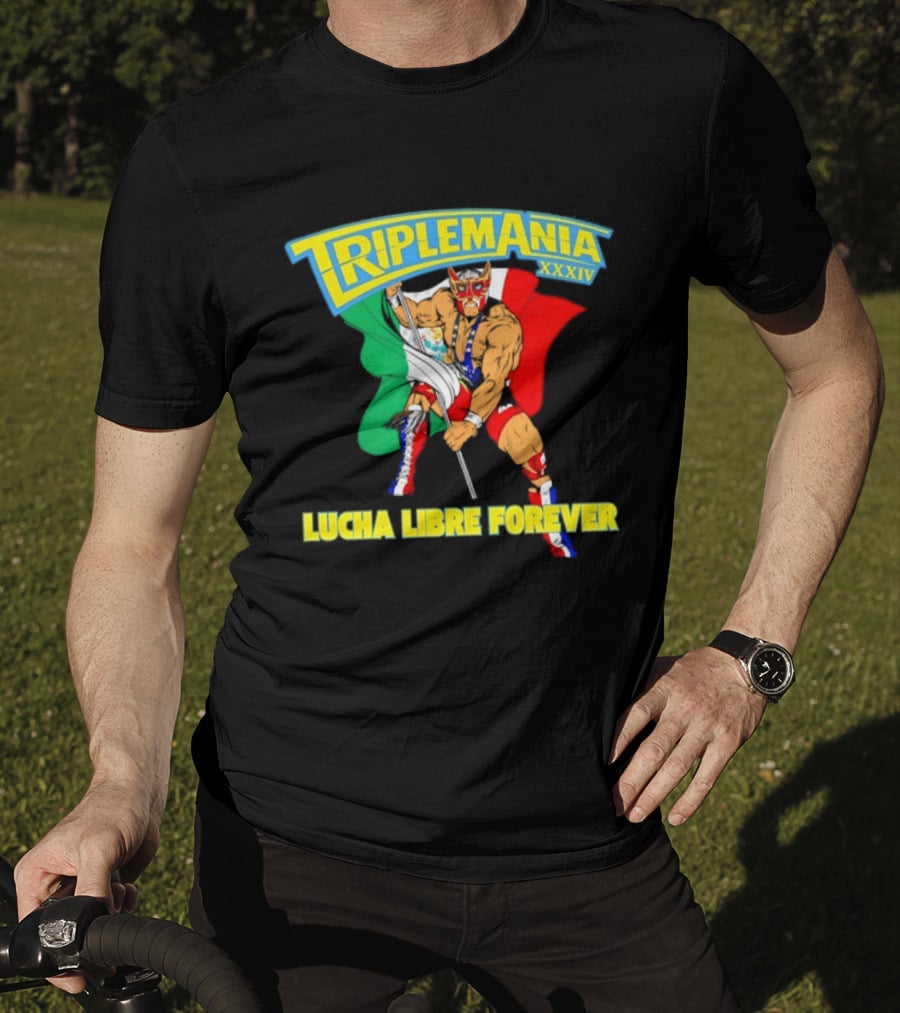 Triplemania XXXIV Lucha Libre Forever Wrestler Mexican Flag T-Shirt