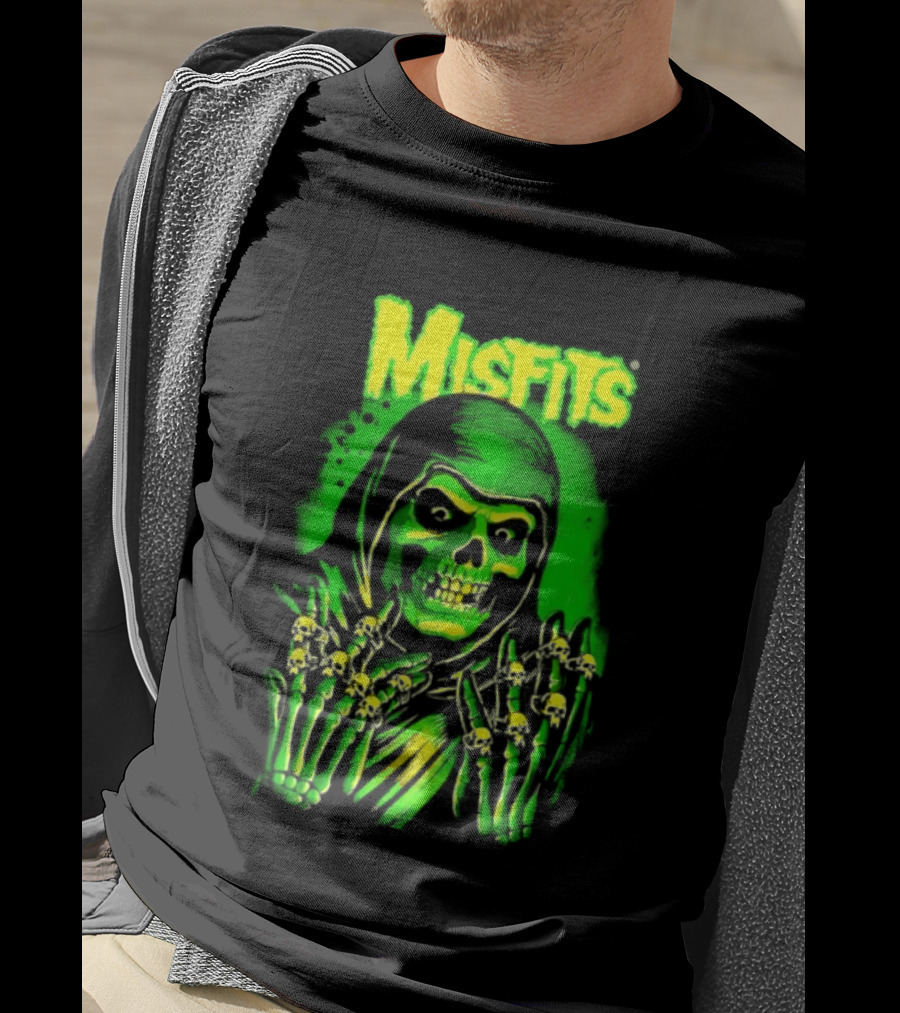 Misfits Fiend Club 26 Punk Rock Jerry Only Skull Neon Green T-Shirt