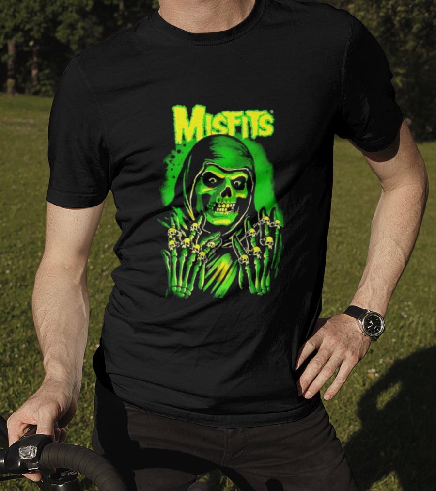 Misfits Fiend Club 26 Punk Rock Jerry Only Skull Neon Green T-Shirt