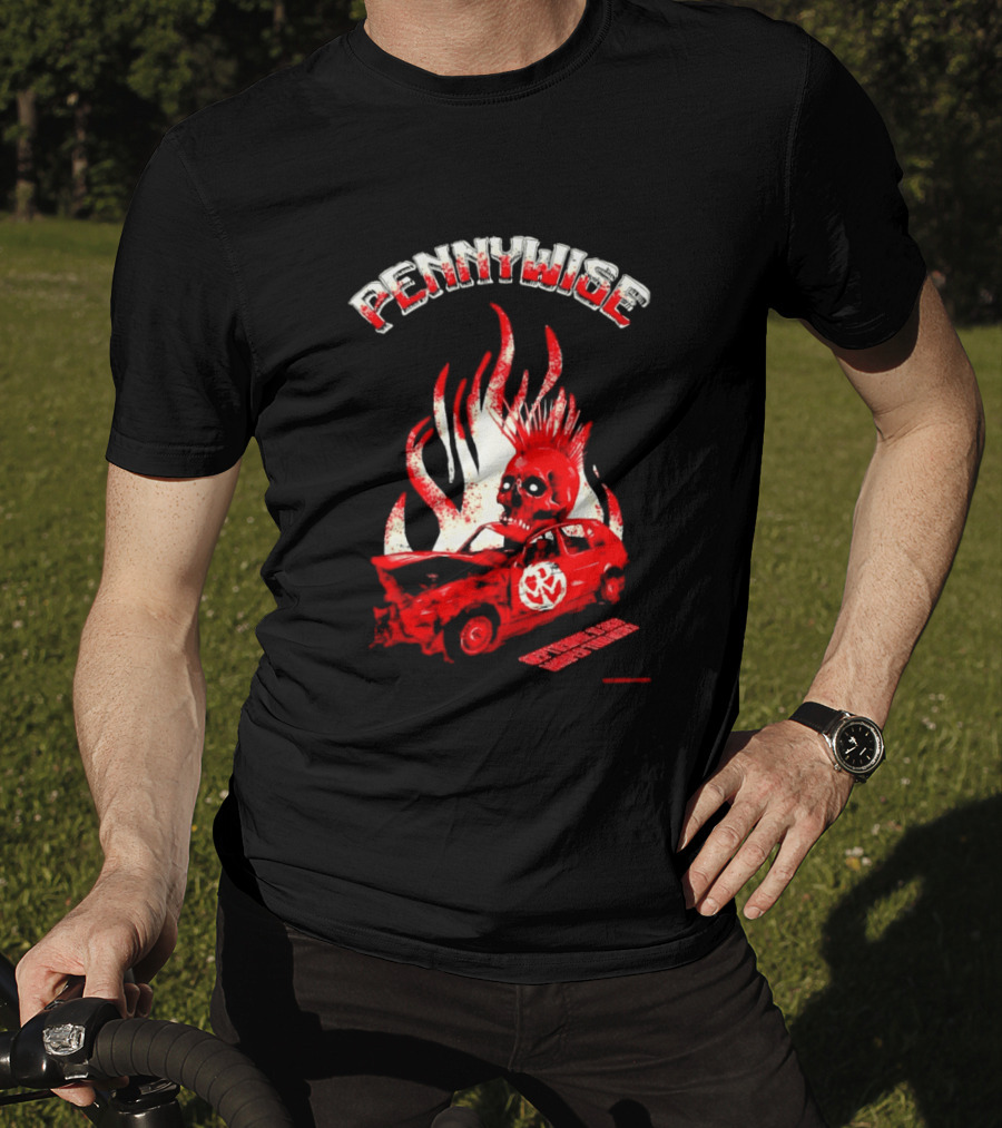 Pennywise Punk Rock Skull Flames Car Warped Tour T-Shirt