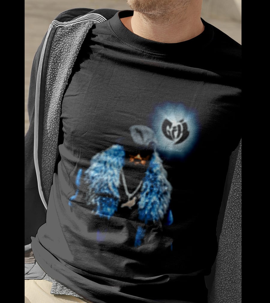 Staple Pigeon Store Staple X Ghostface Killah Collaboration With Wu Tang Clan Influence And Iconic Blue Fur Coat T-Shirt
