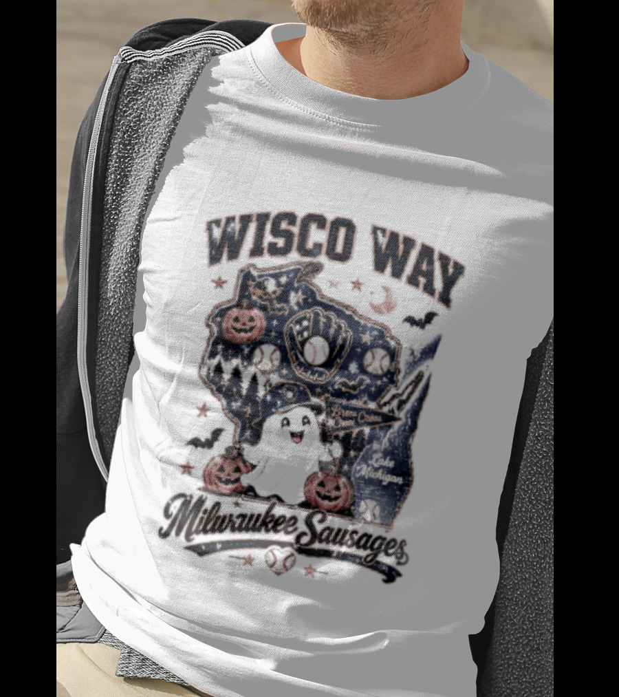 Wisco Way Milwaukee Sausages Halloween Ghosts 2026 T-Shirt
