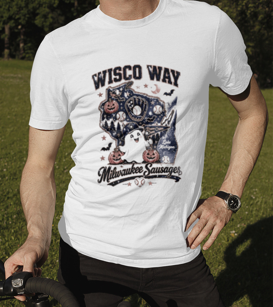Wisco Way Milwaukee Sausages Halloween Ghosts 2026 T-Shirt