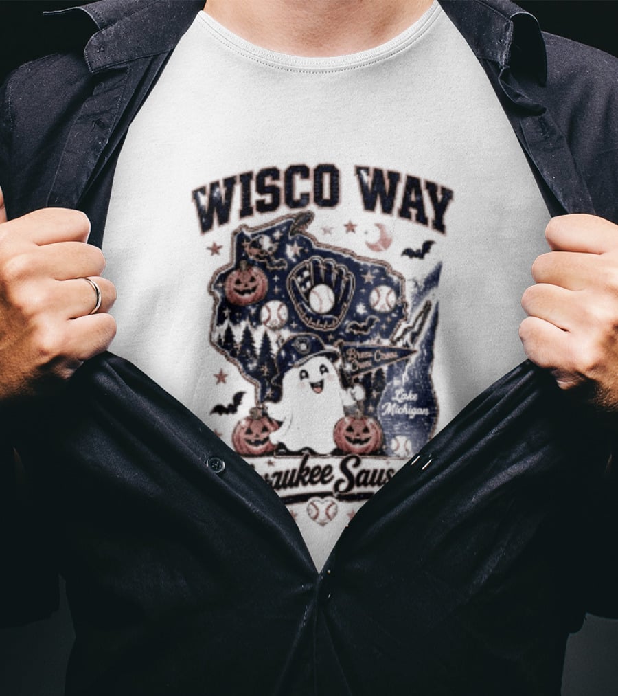Wisco Way Milwaukee Sausages Halloween Ghosts 2026 T-Shirt