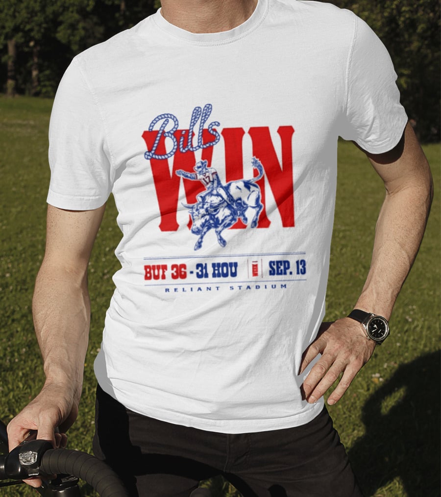Bills Win BUF 36 31 HOU Week 1 Sep 13 Reliant Stadium Retro Style Football Victory Celebration T-Shirt