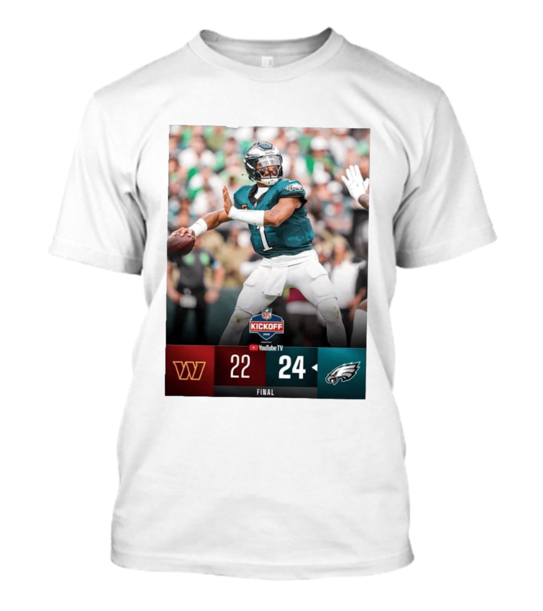 Jalen Hurts NFL Kickoff Philadelphia Eagles Victory 24 22 Final T-Shirt