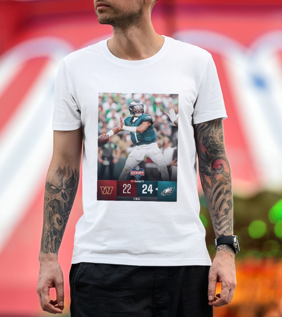 Jalen Hurts NFL Kickoff Philadelphia Eagles Victory 24 22 Final T-Shirt