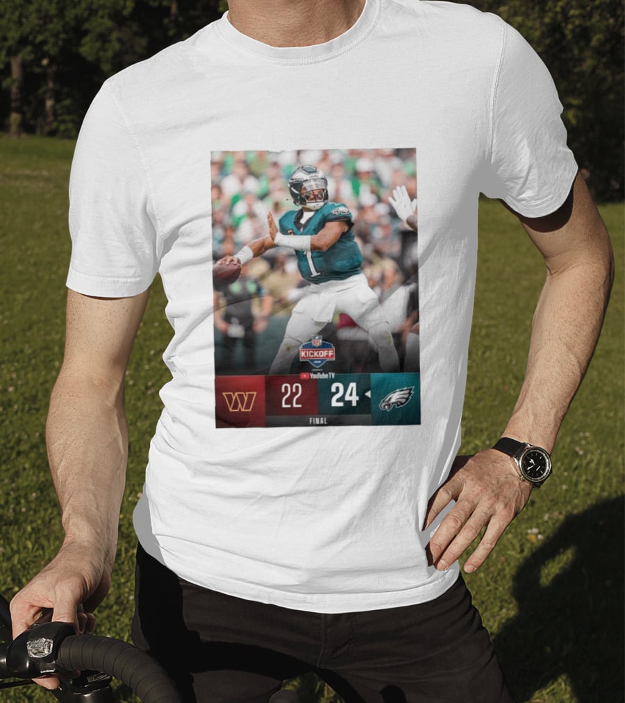 Jalen Hurts NFL Kickoff Philadelphia Eagles Victory 24 22 Final T-Shirt